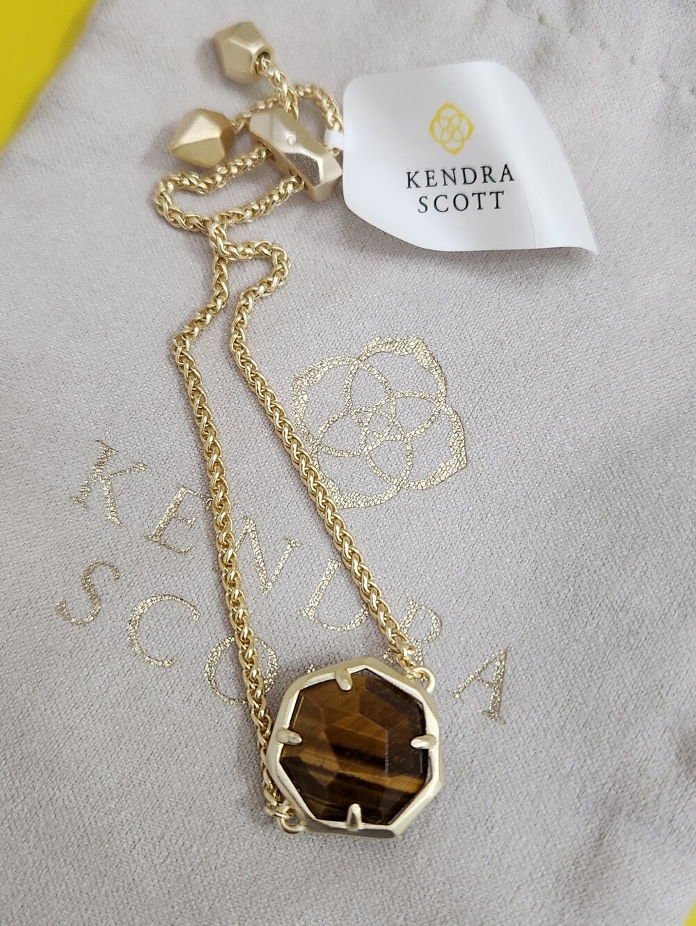 Kendra Scott Cynthia Chain Bracelet Tiger's Eye Gold NWT